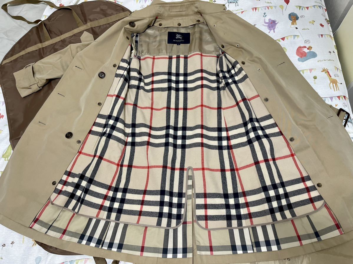 25万★美品高年式光沢ハニーベージュ 160 165 34 XS S BURBERRYバーバリーロンドン レディースライナーベルト付トレンチコートカバー大柄