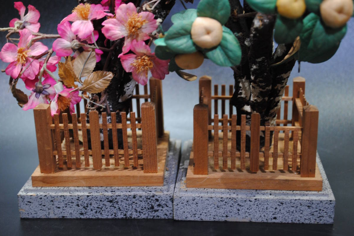 【売切り屋】桜橘 一対 3点 高さ約22～30cm 雛道具 花飾り 雛人形 雛飾り ひな人形 古い レトロ アンティークの画像10