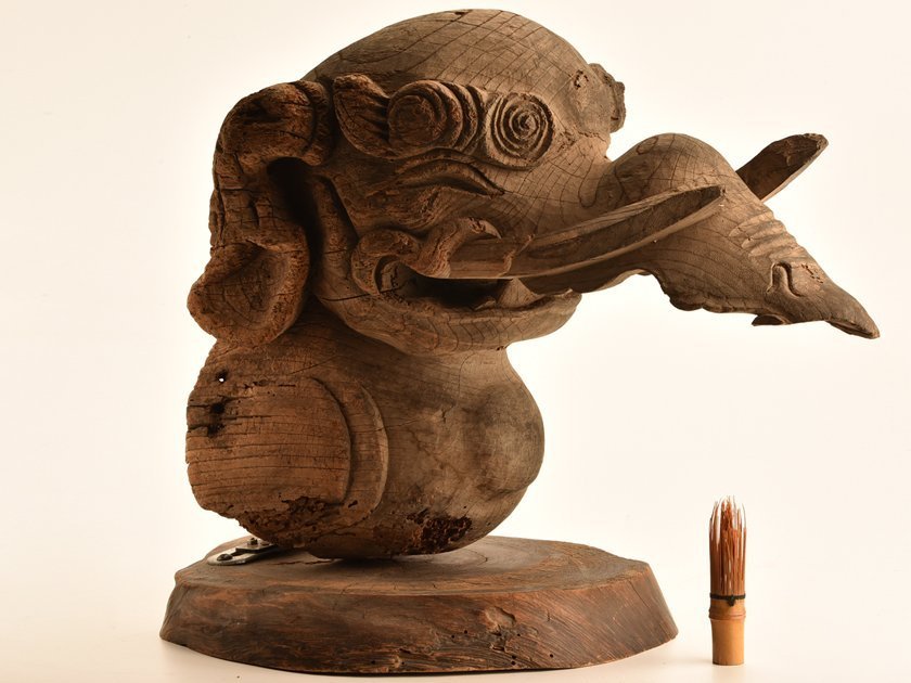 【琴》送料無料 仏教美術 時代 木彫象型木鼻 DG043