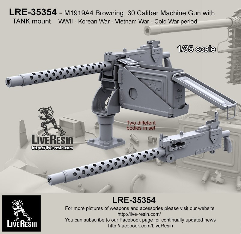 ライブレジン LRE35354 M1919A4 Browning .30 Caliber Machine Gun with TANK mount WWII - Korean War - Vietnam War - Cold War period_画像2