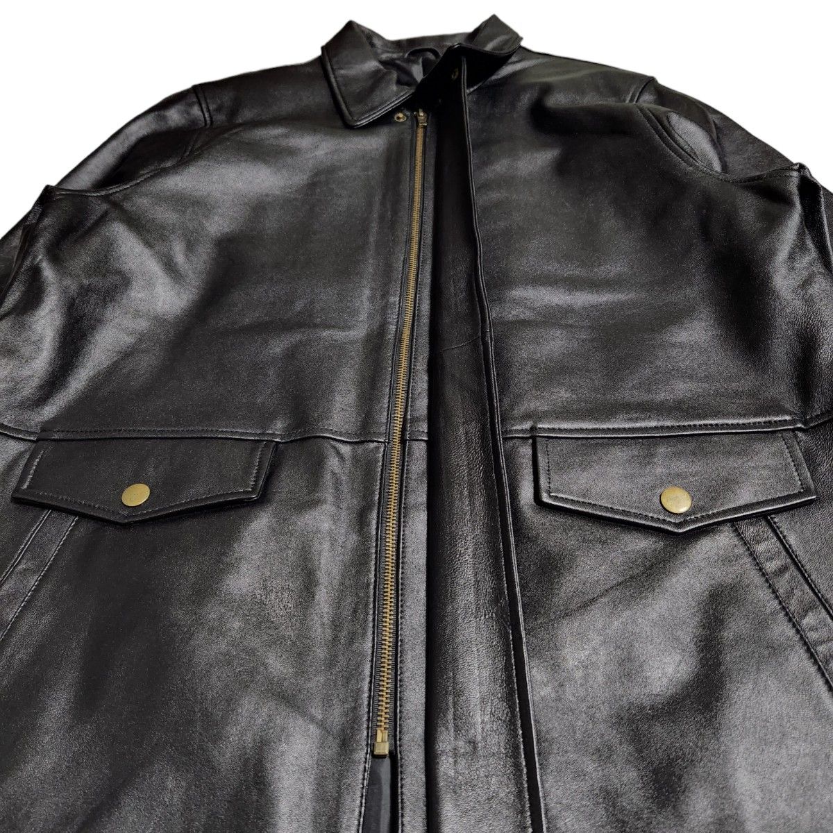 BLACKLEDER ブラックレーダー ラムレザー レザージャケットコート BK ゆったり sizeXL BLACKLEDER ブラックレーダー ラムレザー レザージャケットコート BK ゆったり sizeXL