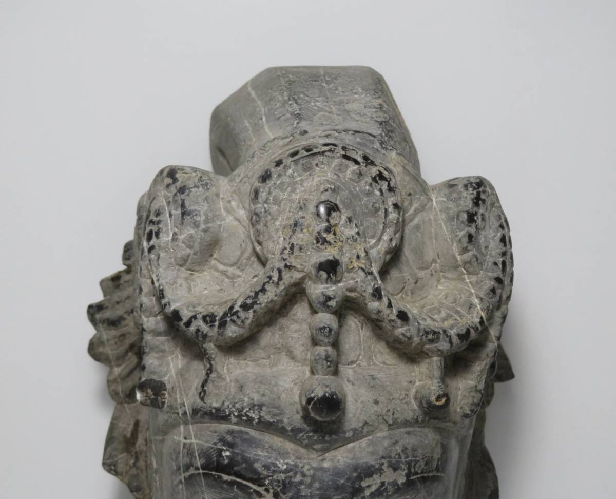 仏教美術　旧家初出　古石　時代　仏頭　仏像　インド　ガンダーラ　中国　李朝　朝鮮　韓国　　H２３cm_画像5