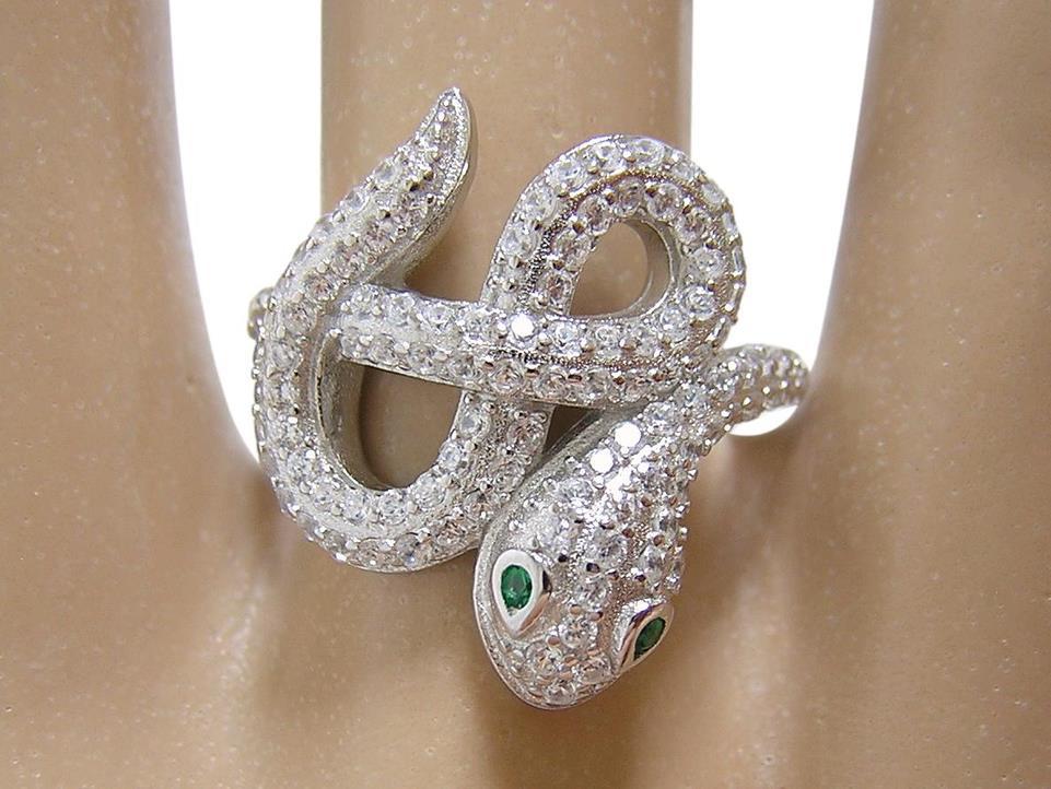 送料無料 『キュービックジルコニア』 蛇　スネークデザインリング　指輪　CZ