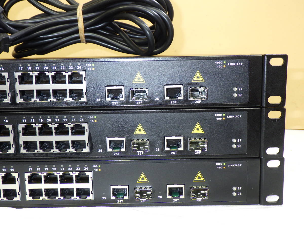 NEC VC2404FE PoE対応 28ポート イーサネットハブ ネットワーク まとめて3台 電源ケーブル付　通電確認のみ#TM90107_画像3