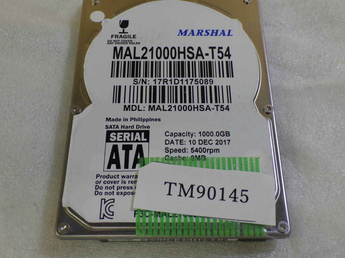 MARSHAL MAL21000HSA-T54 1TB 2.5 SerialATA ハードディスク フォーマット確認のみ#TM90145_画像4