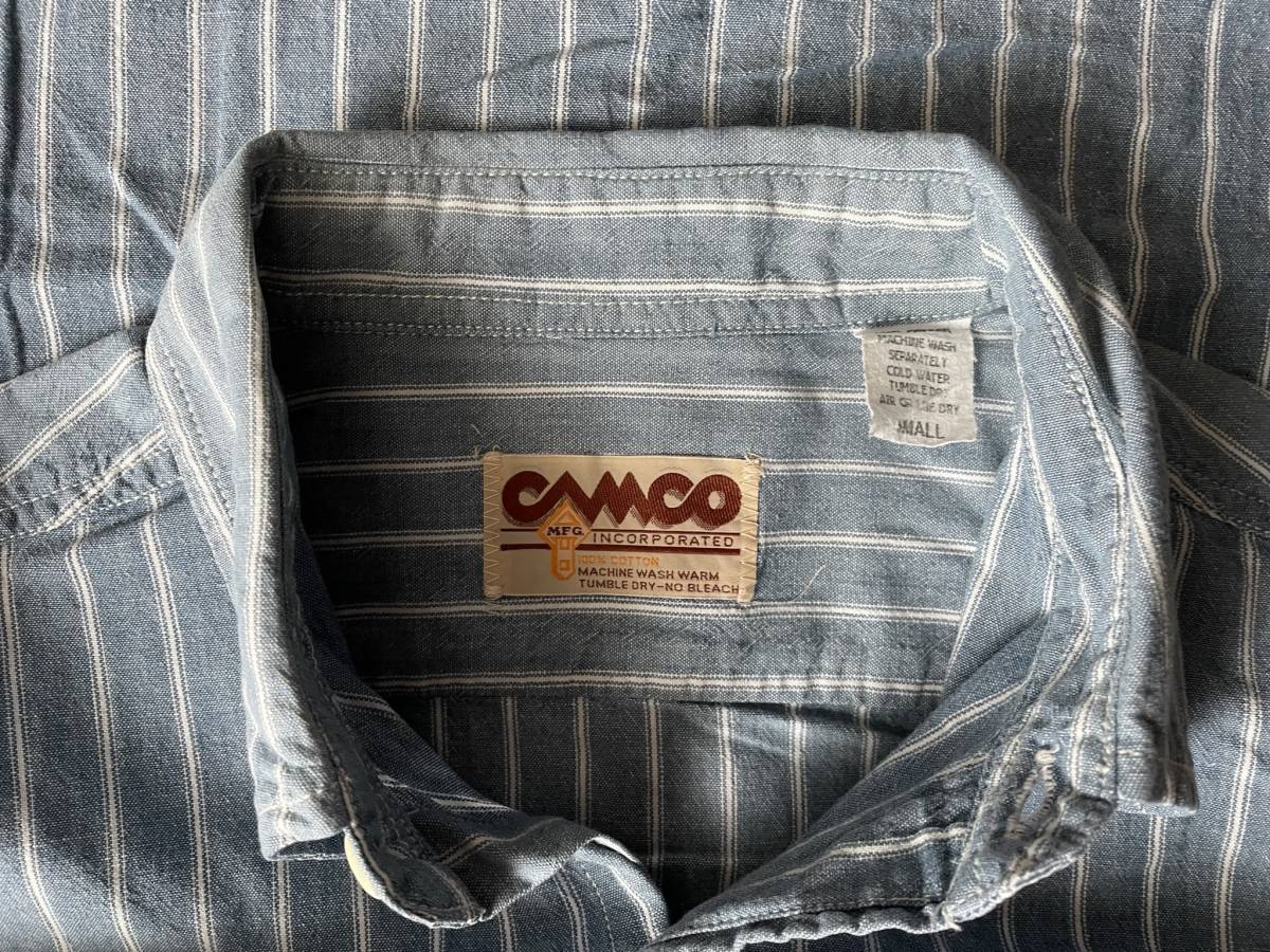 CAMCO　シャンブレー　ストライプシャツ　Sサイズ_画像3