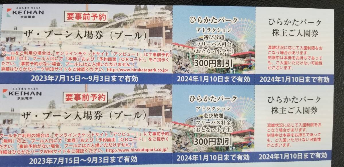 【京阪】株主優待冊子　ひらかたパーク入園+フリーパス割引券2枚　 優待カード　京阪百貨店　パナンテなど_画像2