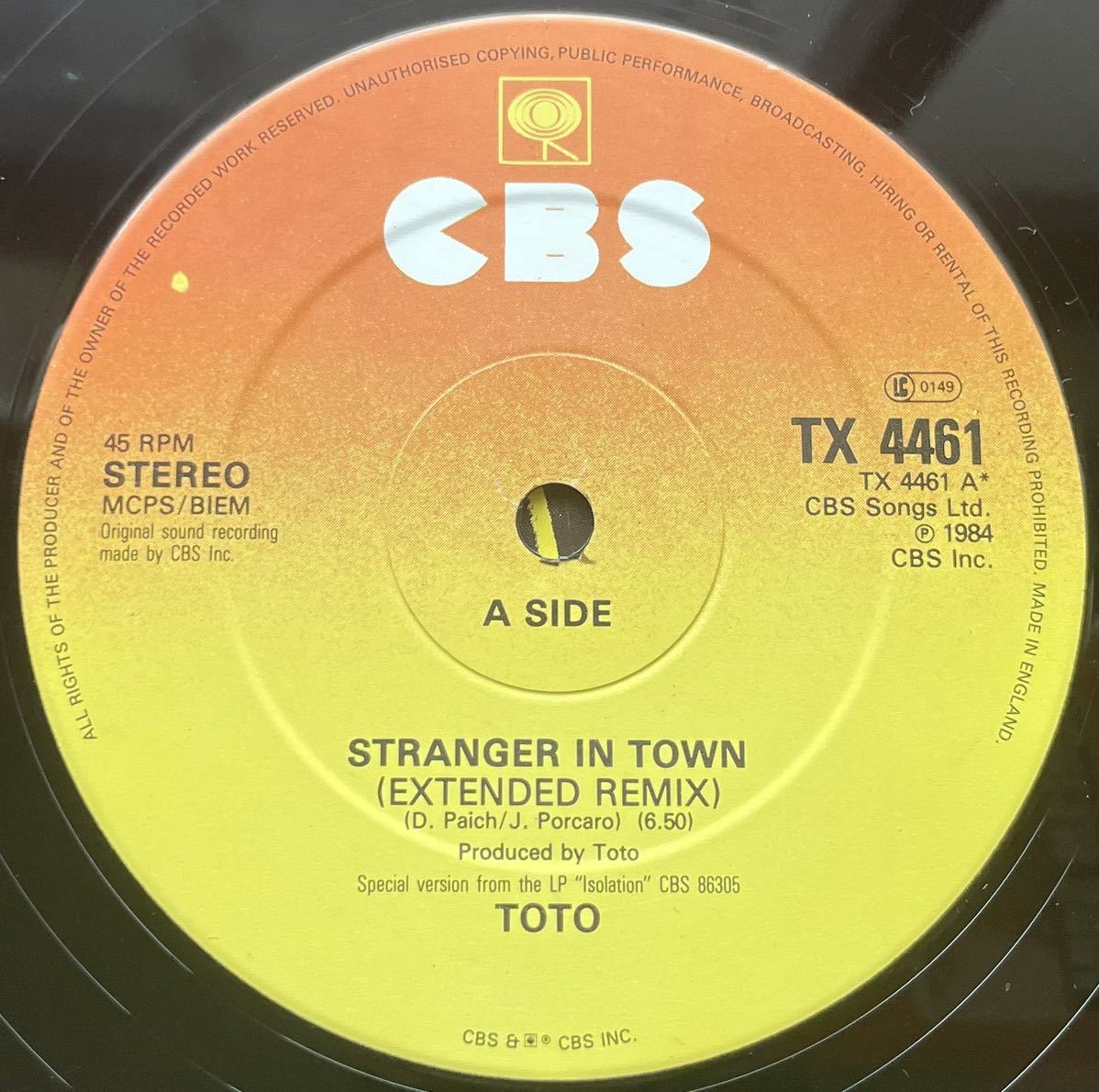 Toto / UK盤 Stranger In Town 12inch盤 その他にもプロモーション盤 レア盤 人気レコード 多数出品。_画像2