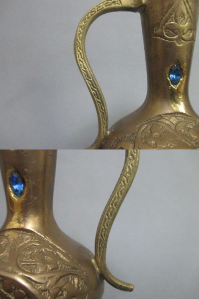 古いアラビア 水差し オブジェ　装飾 真鍮　置物 ◆インド　トルコ　中央アジア　中東　シルクロード_画像9