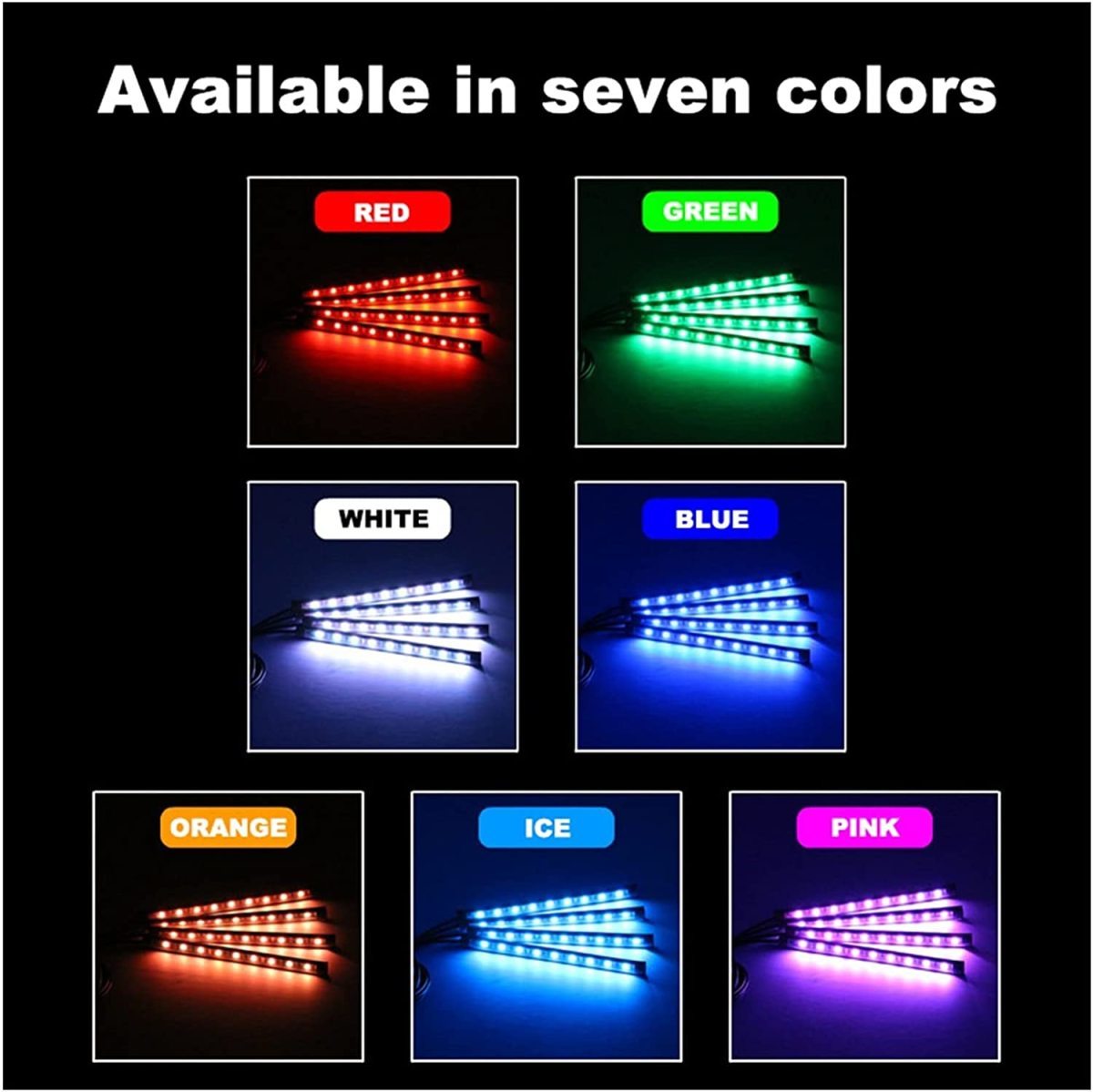 テープライト リモコン　4本 LED 16色RGB 車用 装飾 防水 高輝度 フットライト 足下照明 全7色フルカラー_画像2