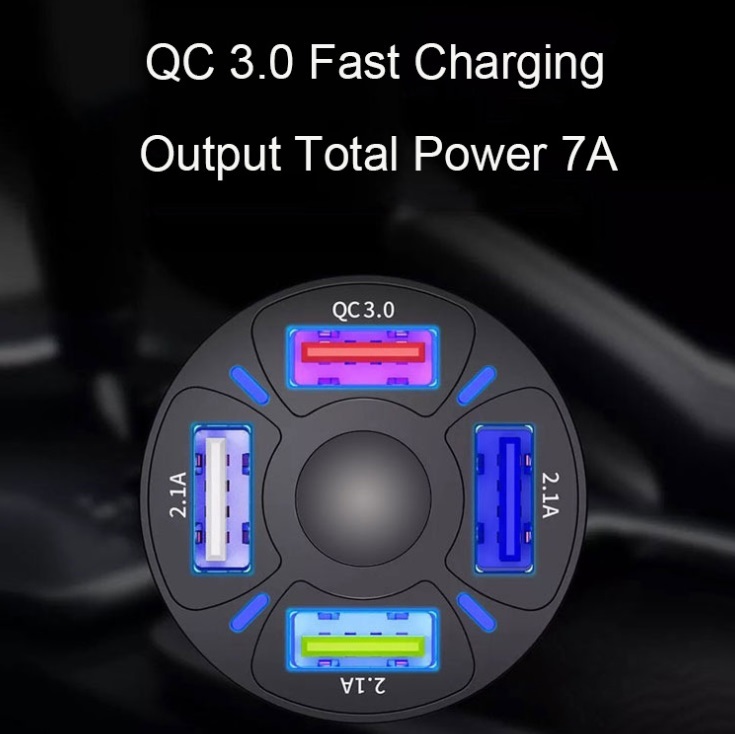 シガーソケット usb カーチャージャーQC3.0急速充電 高速 4ポート 12V/24V Quick Charge 車載充電器 スマホ充電器 iPhone Android対応_画像4