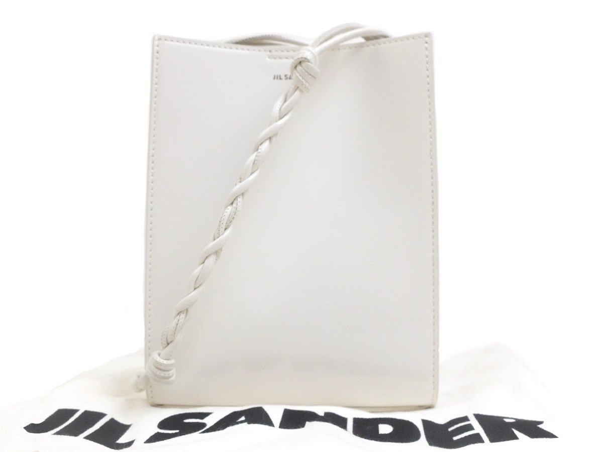 期間限定 綺麗品【JIL SANDER ジルサンダー】 タングルSM ショルダーバッグ 斜めがけ レザー ホワイト 鞄