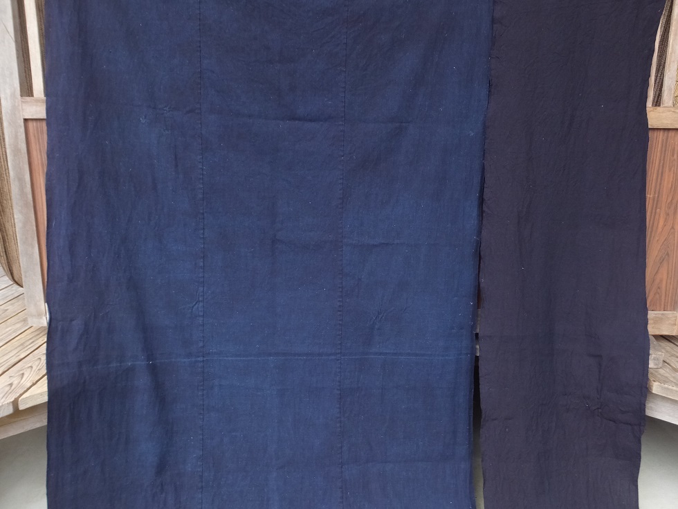 濃い色合いのしっかりした中厚藍木綿古布・長い3幅繋ぎ+長い1幅もの(4幅分)・リメイク材_画像3
