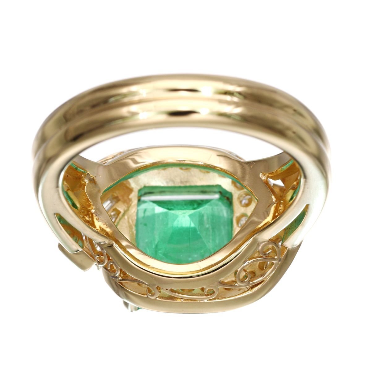  finger origin discount establish large grain K18 emerald diamond ring 10.3g E3.04ct D0.31ct/0.25ctso-ting attaching super-beauty goods *07A30