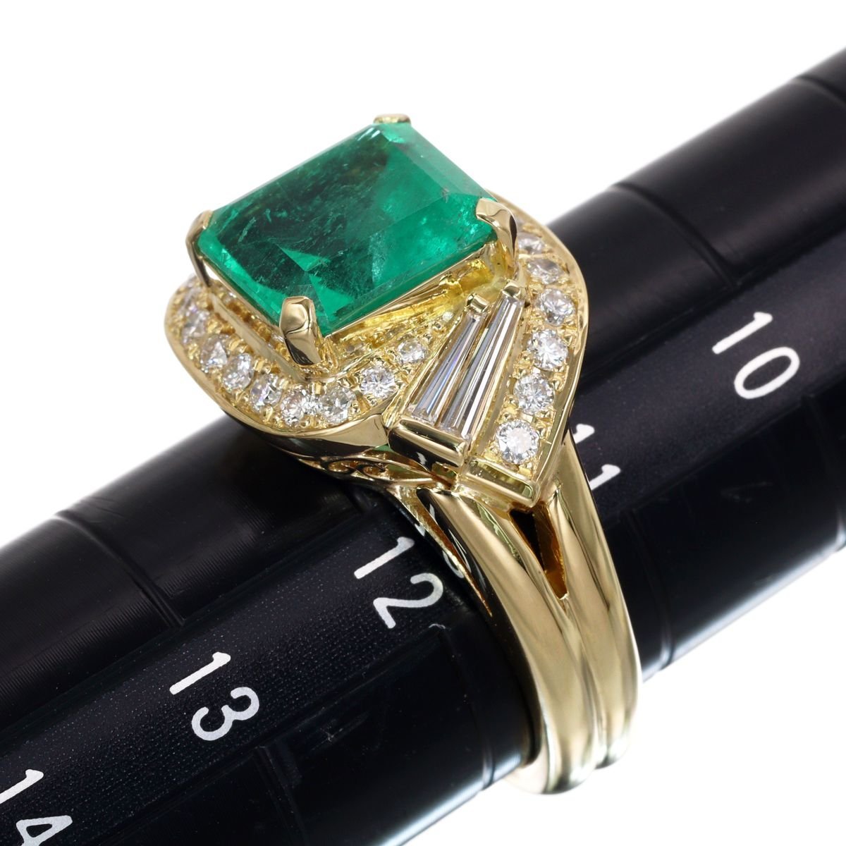  finger origin discount establish large grain K18 emerald diamond ring 10.3g E3.04ct D0.31ct/0.25ctso-ting attaching super-beauty goods *07A30