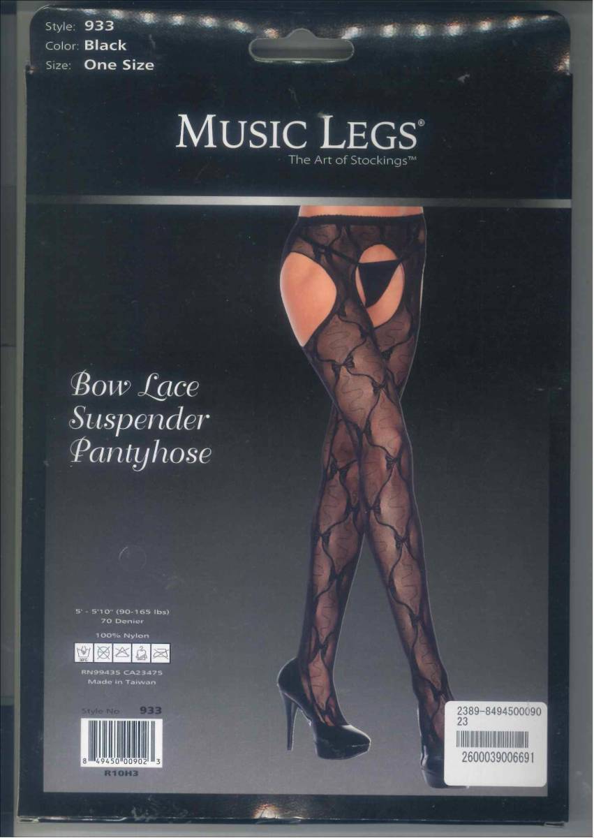 MUSICLEGS　993　BLACK　リボンレースデザイン　サスペンダーパンティストッキング_画像2