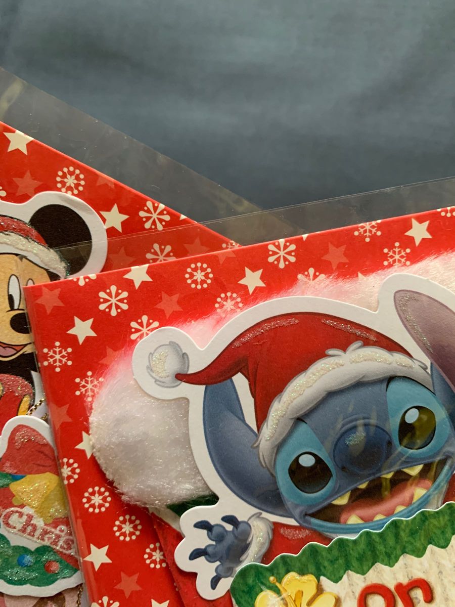ディズニー クリスマスカード 4点セット ミッキーマウス プーさん スティッチ 立体カード 立てて飾れる
