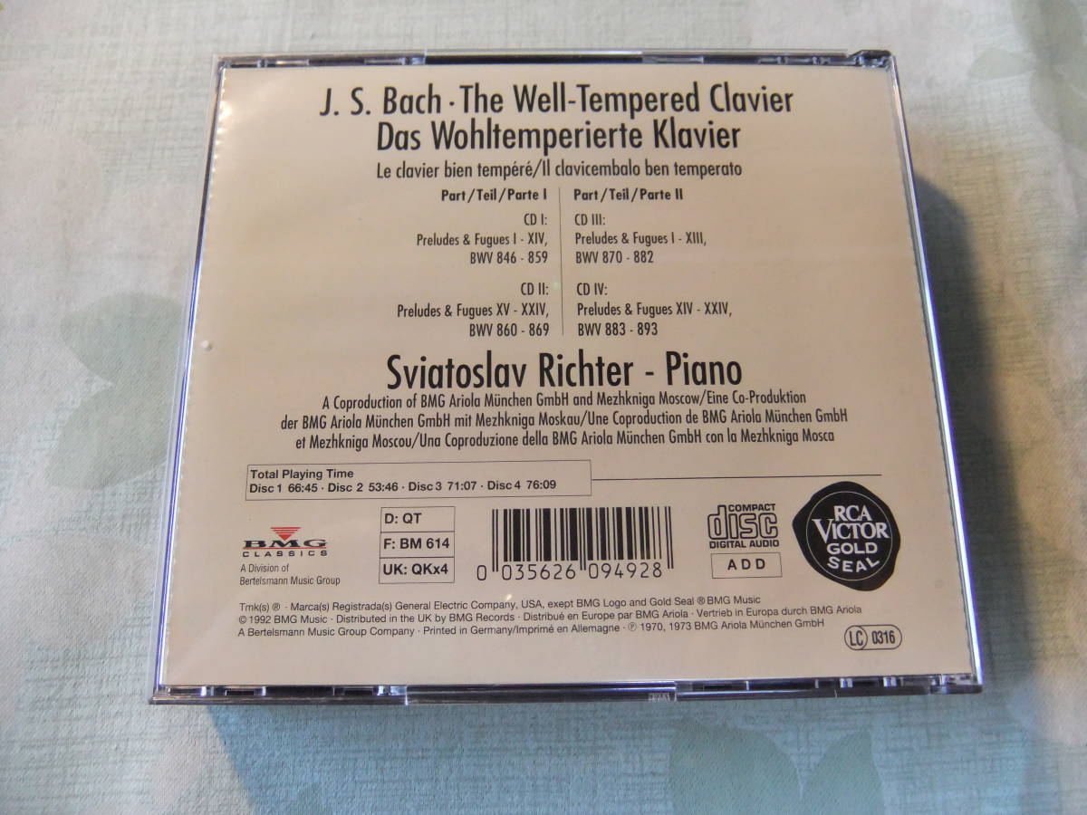 独盤RCA・GD 60949☆J.S.バッハ：平均律クラヴィーア曲集 全巻(BWV846～893)4CD☆スヴャトスラフ・リヒテル（ピアノ）_画像7