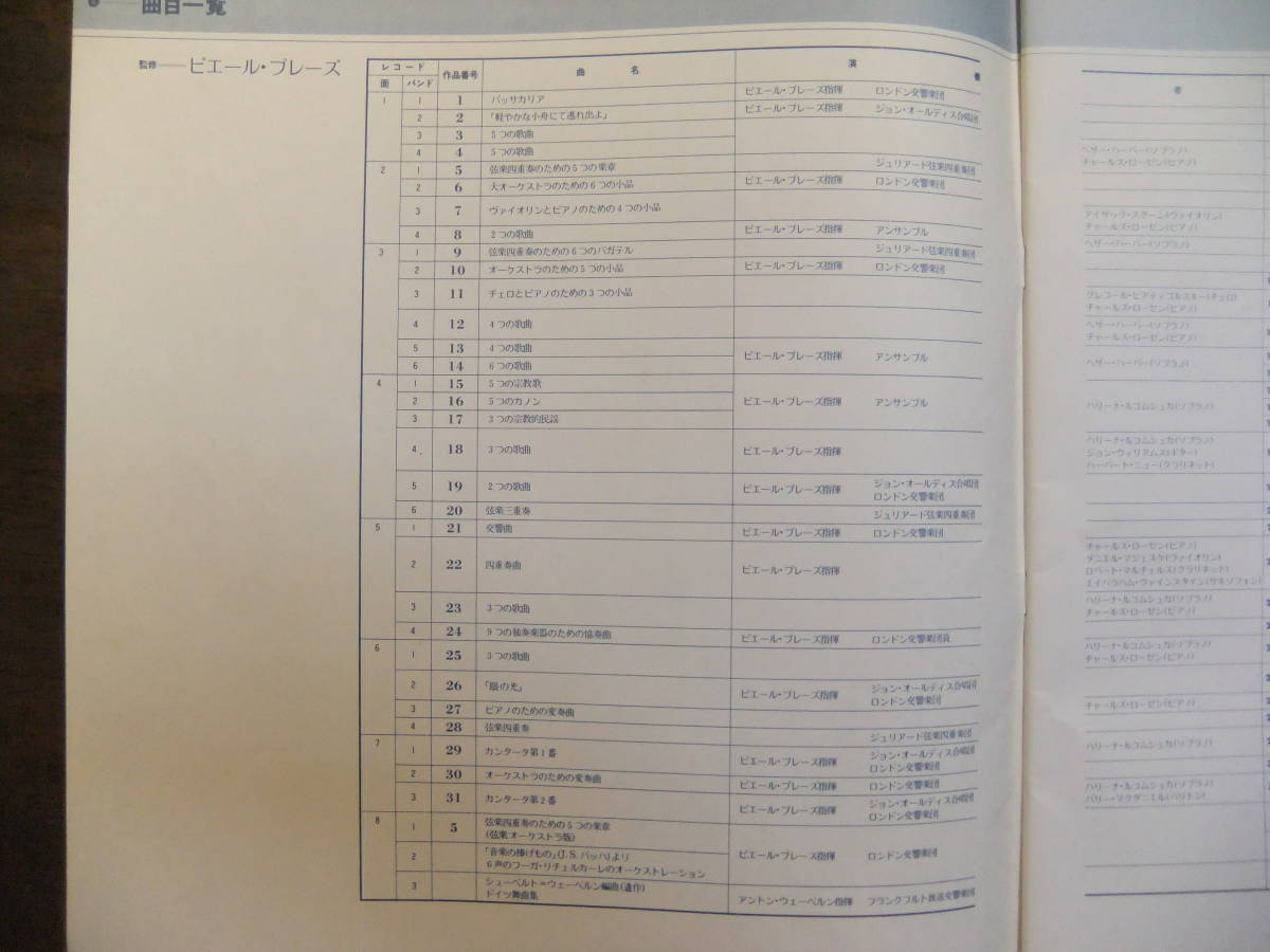 CBS・00AC778/781☆ウェーベルン全集(4LP)☆ブーレーズ(監修 指揮)ロンドン響,ジュリアード四重奏団,スターン,ピアティゴルスキー,ローゼン_画像7