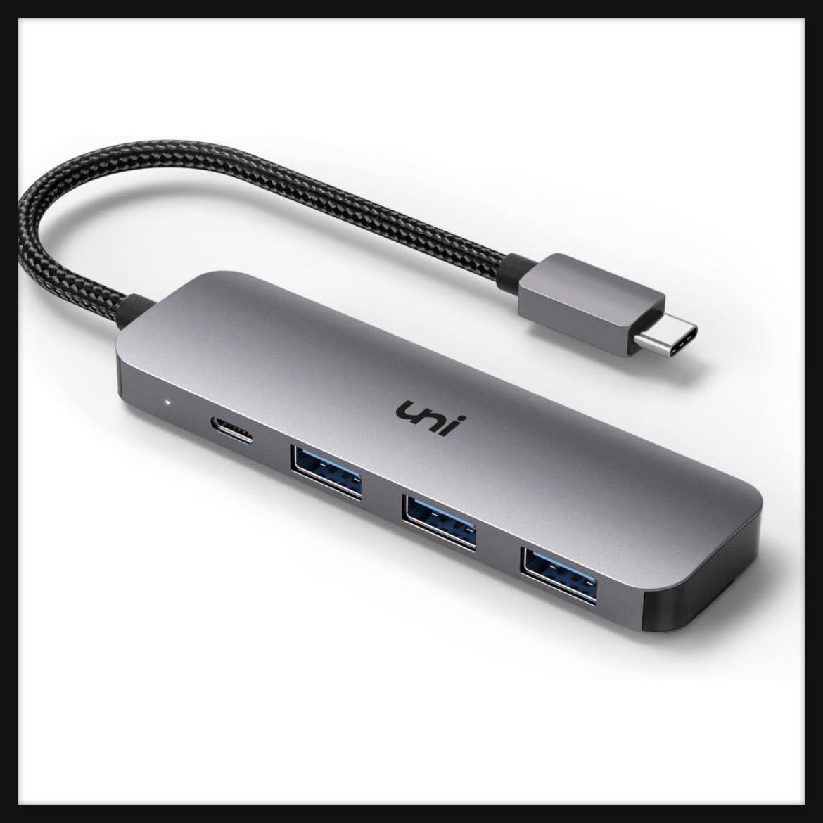 【開封のみ】uni★USB Cハブ、uni 4-in-1 USB Cアダプター 3つのUSB 3.0ポート付き 100W USB-C PD充電ポート Thunderbolt 3 送料込★_画像1