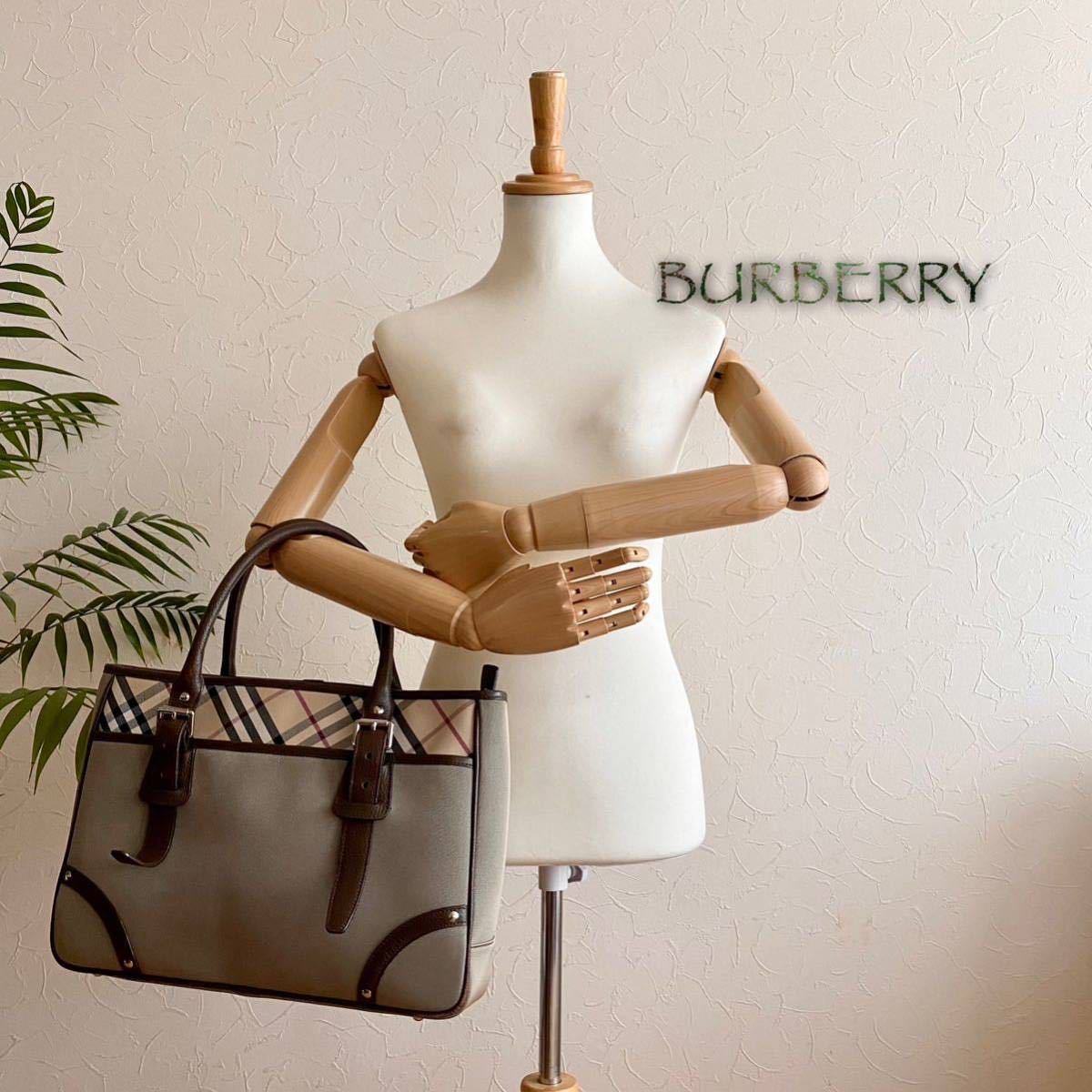 超美品 正規品 BURBERRY バーバリー レザーハンドバッグ ノバチェック