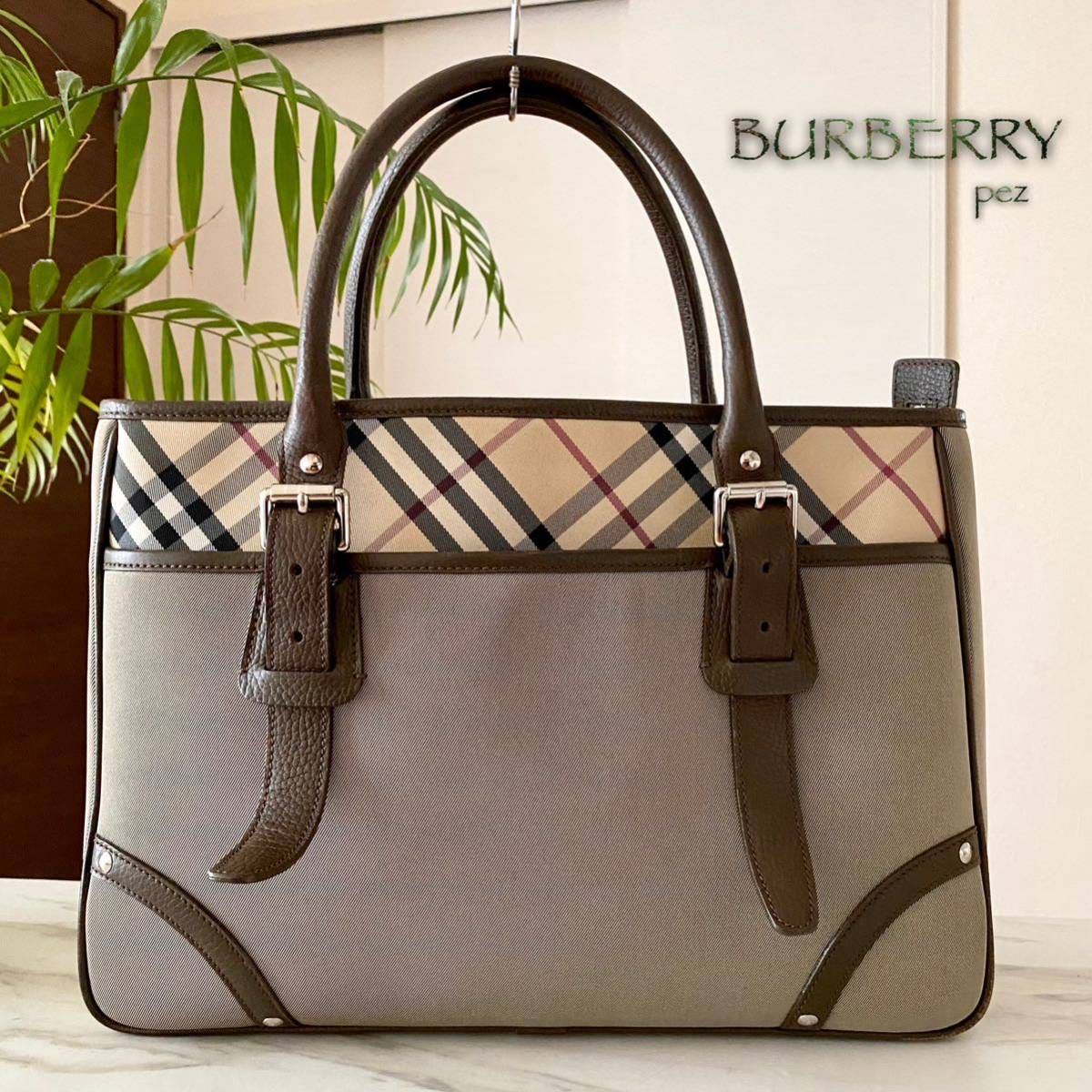 超美品 正規品 BURBERRY バーバリー レザーハンドバッグ ノバチェック