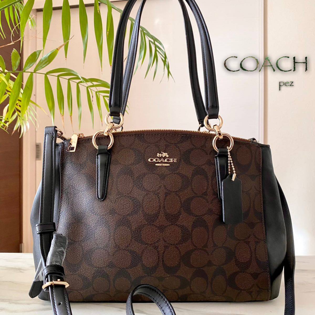 超美品 COACH コーチ 2way レザートートバッグ レディース 牛革 本革