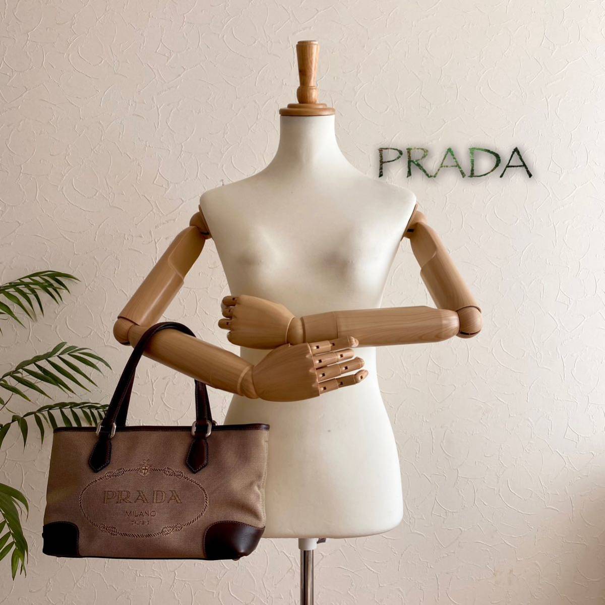 極美品 PRADA プラダ レザートートバッグ＊メンズ レディース 牛革 本革 ブラウン 茶 本物 肩掛け ハンド キャンバス ビジネス 通勤 A4_画像6