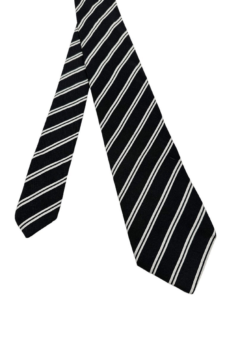 Made in ITALY BURBERRY LONDON stripe tie バーバリーロンドン ネクタイ シルク ストライプ柄 ブラック ヴィンテージ 単品 ネ_画像2