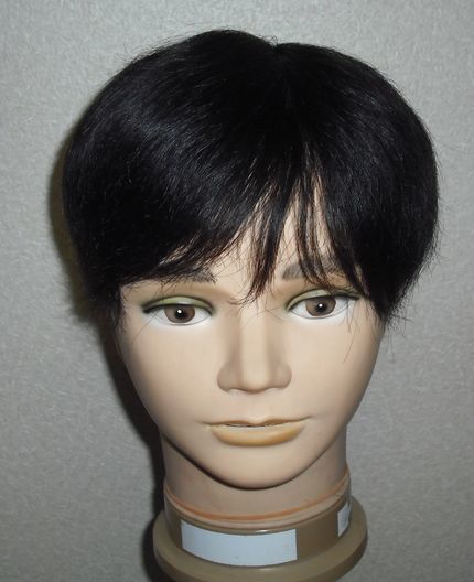 人毛 22X21㎝ 男性部分 かつら ゆるウエーブ カット調整済み,