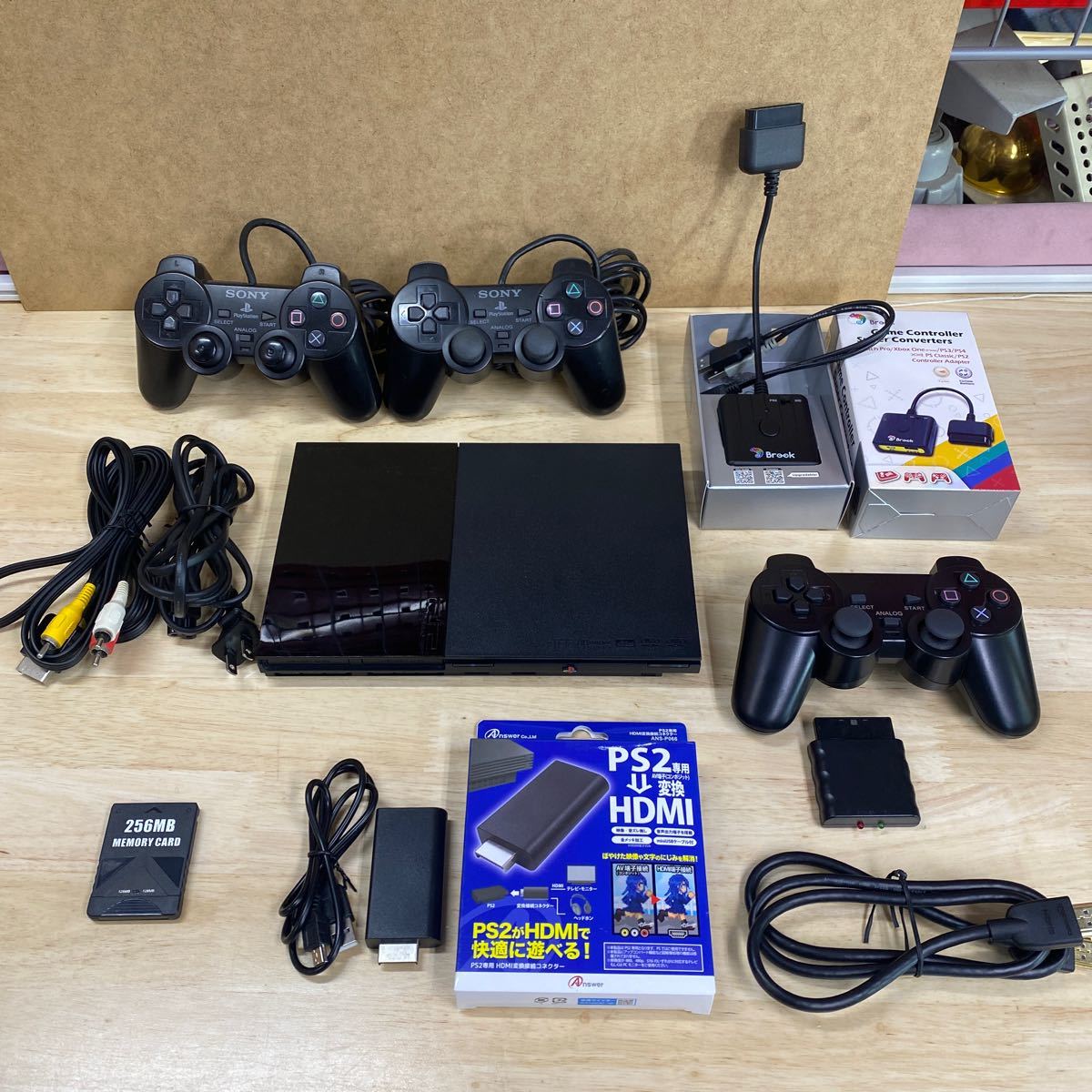 SONY PlayStation 2 SCPH-90000 ソニー プレイステーション 2プレステ 2 HDMI変換　ワイヤレスコントローラー　brook コンバーター　美品_画像1