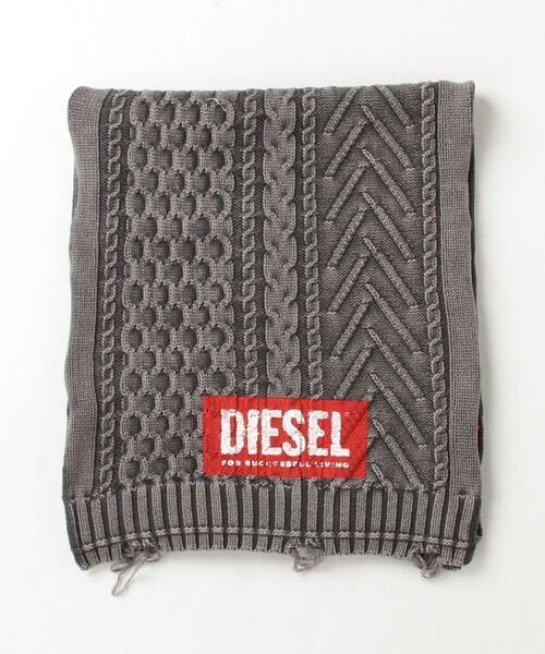 DIESEL マフラー　ロゴ　コットン　グレージュ_画像1