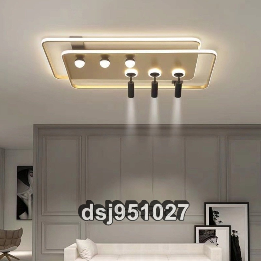 シーリングライト LEDシーリングライト スポットライト付 寝室照明 長方形 金色 リビング照明_画像3