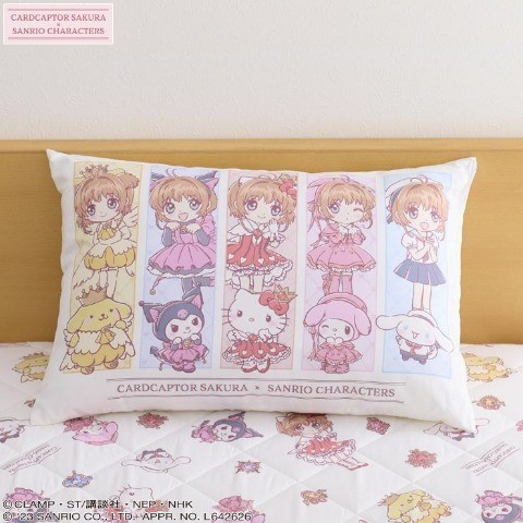 即決 カードキャプターさくら×サンリオキャラクターズ 枕 43×63 新品タグ付き CCさくら CLAMP まくら ピロー_画像1