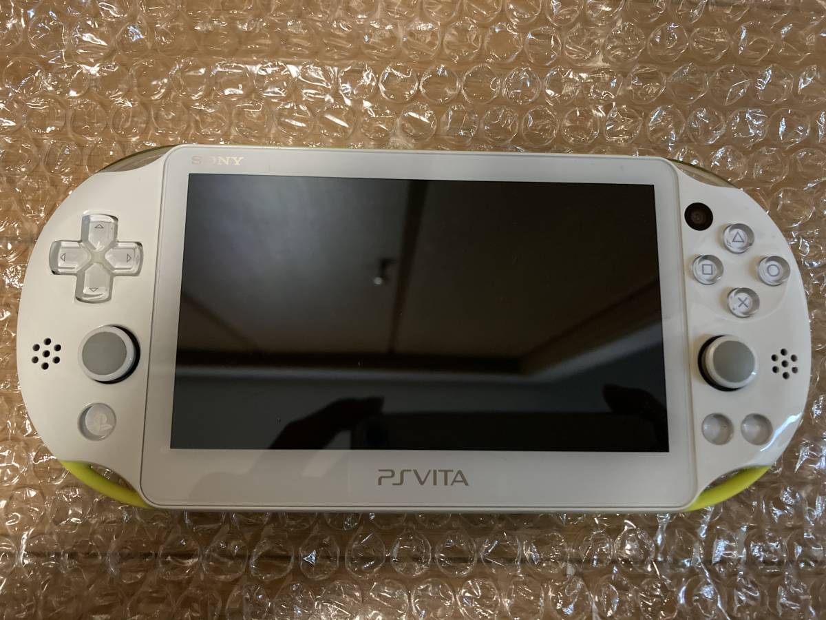 即決! PlayStation PS Vita Wi-Fiモデル PCH-2000 本体 ライムグリーン/ホワイト 保護フィルム付き