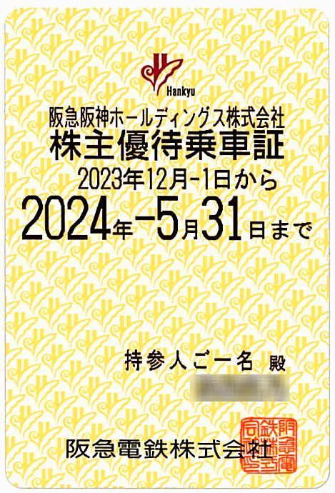 【阪急電鉄】 株主優待乗車証 / 定期式 / 電車全線 / 2024.5.31まで　_画像1