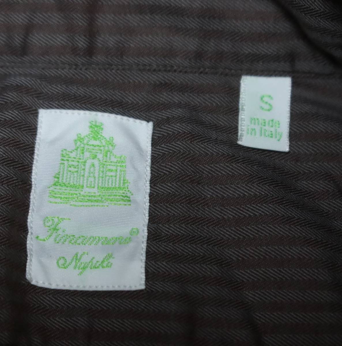 Finamore ブラウンヘリンボーン LUIGIルイジ コットンシャツ イタリア製 綿100 フィナモレ_画像8