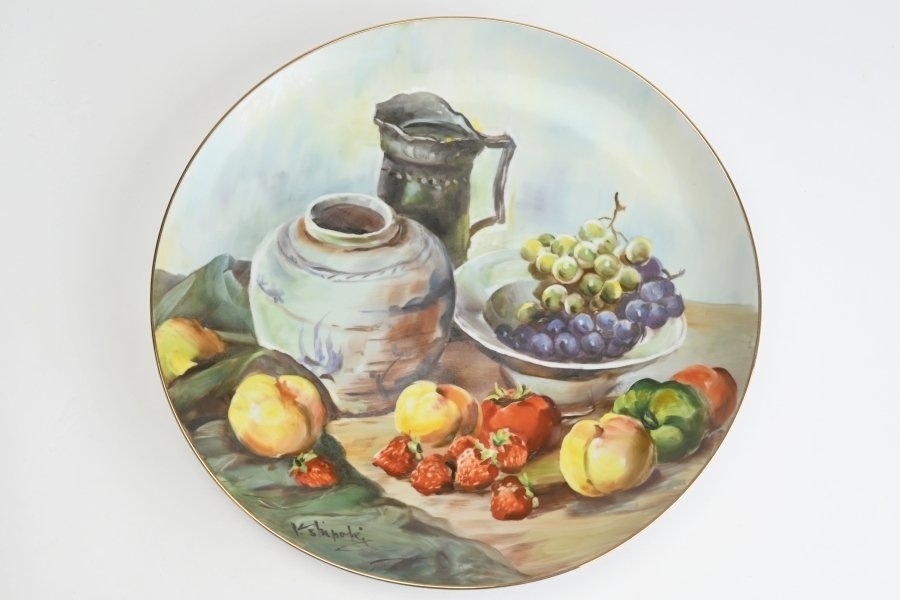  city no tree .. hand paint still-life picture . plate amount plate 34.5cm box, plate establish attaching Old Noritake . attaching .