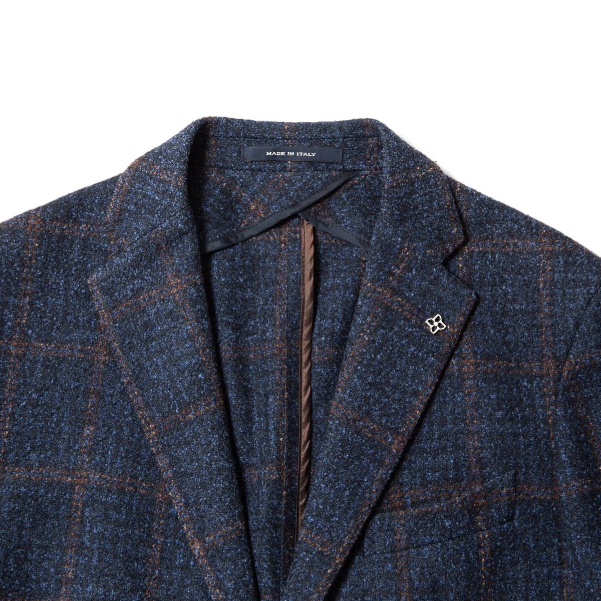 ★極美品★定価13万★TAGLIATORE タリアトーレ チェックジャケット ネイビーxブラウン 48 ウール シルク混イタリア製 BEAMS