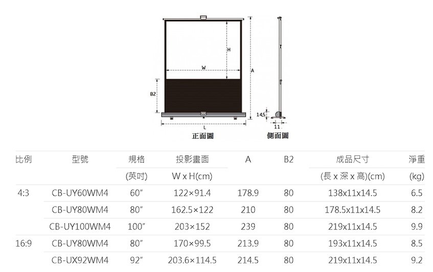 100 -inch screen GRANDVIEW company manufactured 4:3 CB-U100WM4 stand-alone kikchi. Gakken . place 