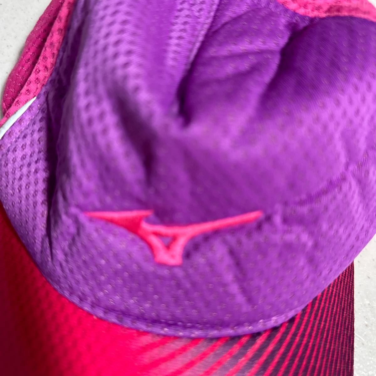 ミズノ MIZUNO ピンク 陸上 マラソン トレーニング用 キャップ帽子 フリーサイズ 56〜60cm_画像2
