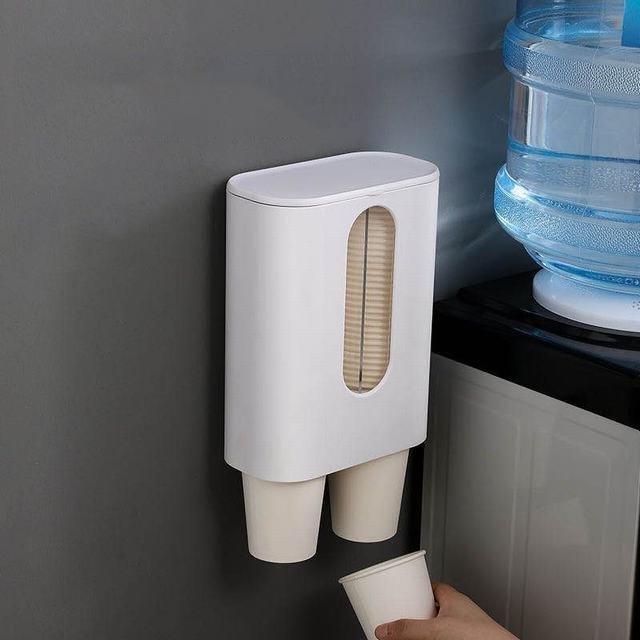  cup dispenser body water server installation possible wall hanging paper glass long holder cover attaching glass stand 80 piece white 