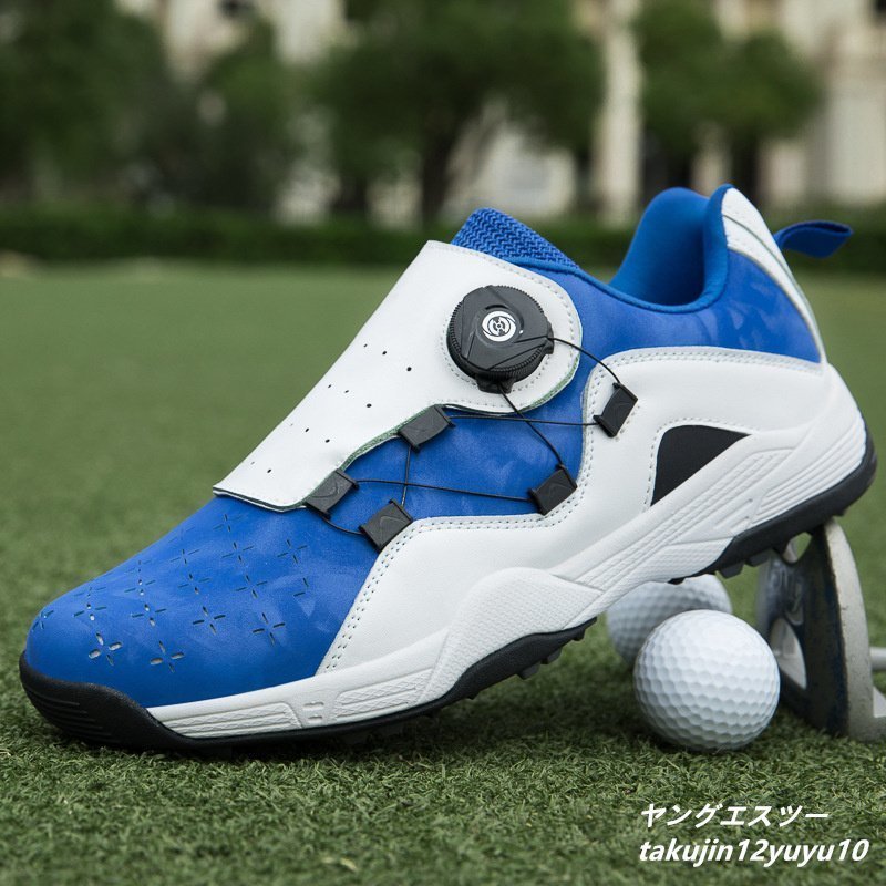 インポート・海外人気ブランド スポーツシューズ スパイクレス ゴルフシューズ 高級品 迷彩柄 23.5cm 青/白 防水防滑 ウォーキングシューズ軽量 運動靴 デニス スニーカー 23.5cm