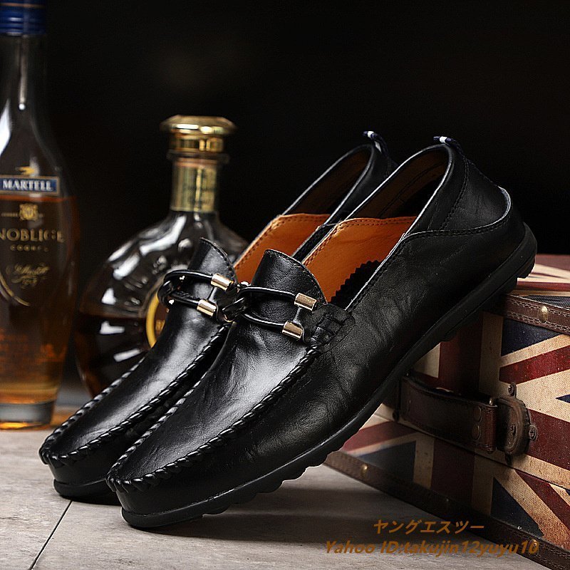  ограничение распродажа * мужской телячья кожа Loafer туфли без застежки натуральная кожа обувь легкий обувь для вождения джентльмен обувь бизнес обувь черный 28.5cm