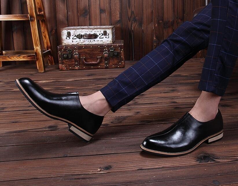 メンズシークレットシューズ ビジネス トンガリ フェイクレザー PU合成皮革 紳士靴 シンプル YWQ1420_画像6