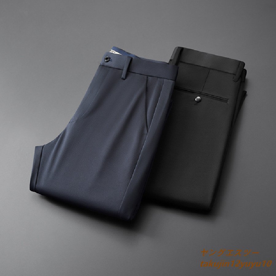 正規新品 メンズパンツ スラックス ビジネスパンツ 薄手 ロングパンツ ストレッチ 紳士 フォマール 涼しい 無地 大きいサイズ 黒 W40_画像7