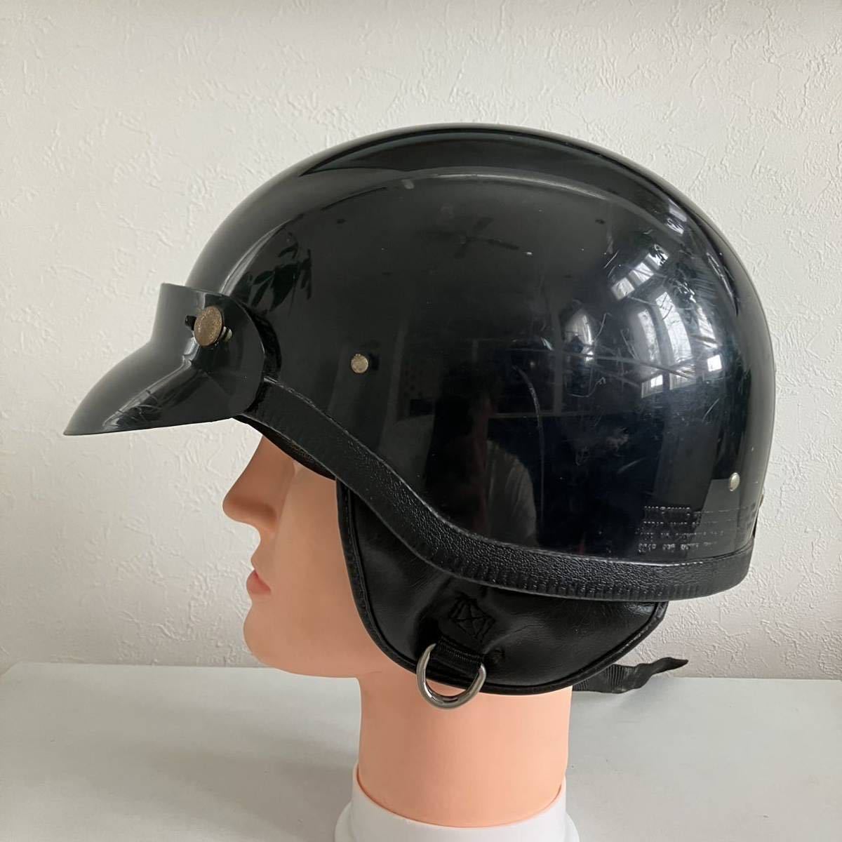 GRANT* vintage helmet 1981 year made RG-4 half helmet M size that time thing Harley old car bike black semi-hat visor gran to half hell 