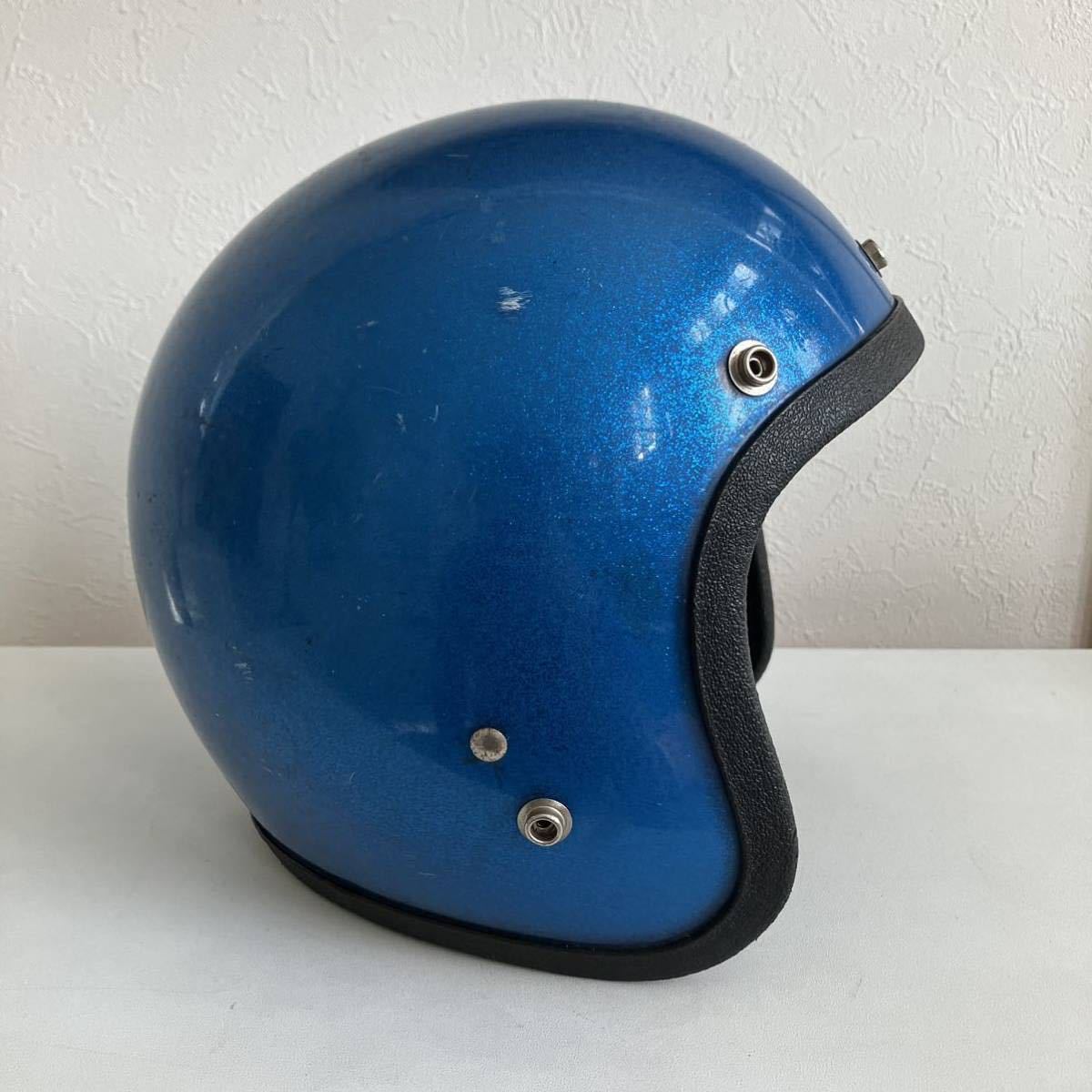 LSI-4170★ビンテージヘルメット 1970年代 ヘルメット 青 フレーク ラメ ブルー BELL.ジェット Lサイズ ハーレー北海道 札幌 MOTORS INC_画像2