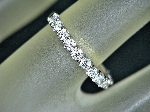 【宝石屋本舗】1.00ct　天然ダイヤモンド　ハート＆キューピッド　PT900　エタニティリング（ミニ鑑別カード付）_画像8