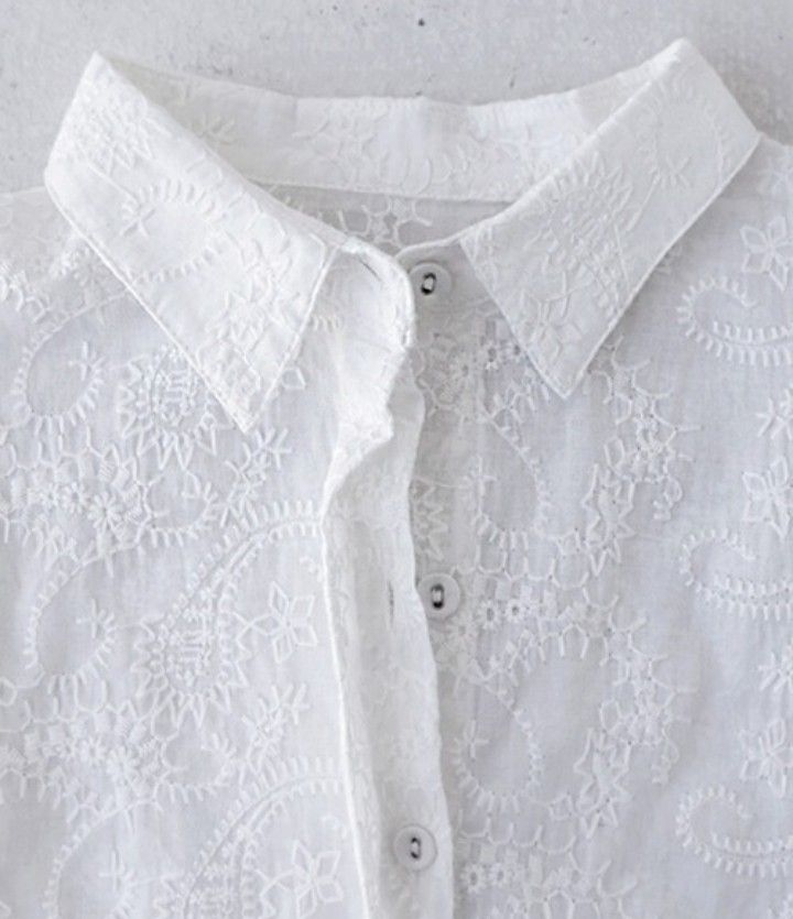 antiqua アンティカ ペイズリー 刺繍 長袖 シャツ ホワイト フリーサイズ ブラウス